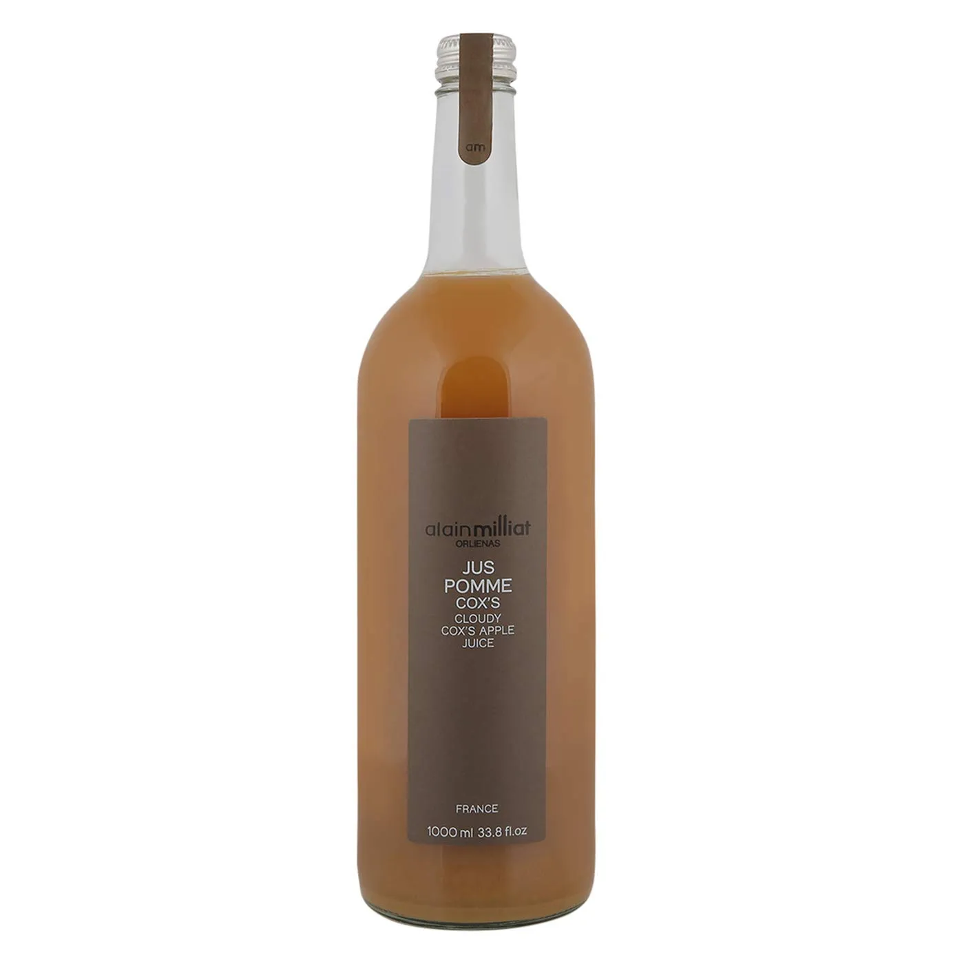 Alain Milliat - Cloudy Cox's Apple Juice, 33.8 Fl Oz (One 1L / 1000ml Glass Bottle) | Imported from France