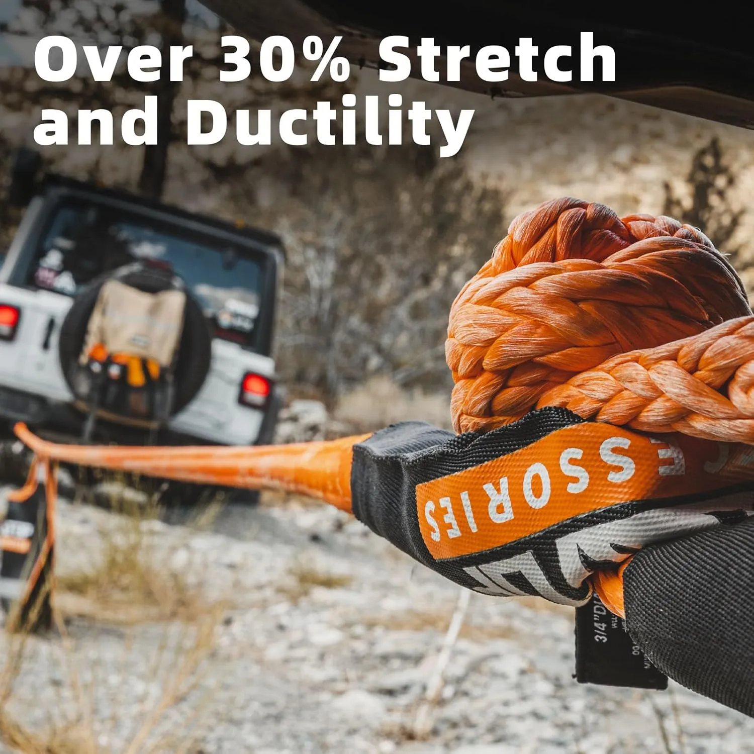 ALL-TOP Kinetic Recovery Rope, 48000Lbs, 1in x 30ft, Heavy Duty 30 % Elasticity, 16000Lbs Work Load Limit for 4x4 Offroad Vehicle