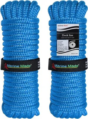 Amarine Made Double Braided Nylon Dock Lines 12566 lbs Breaking Strength (L:25 ft. D:3/4 inch Eyelet: 12 inch) Marine Mooring Rope Boat Dock Lines Working Load Limit:2500 lbs