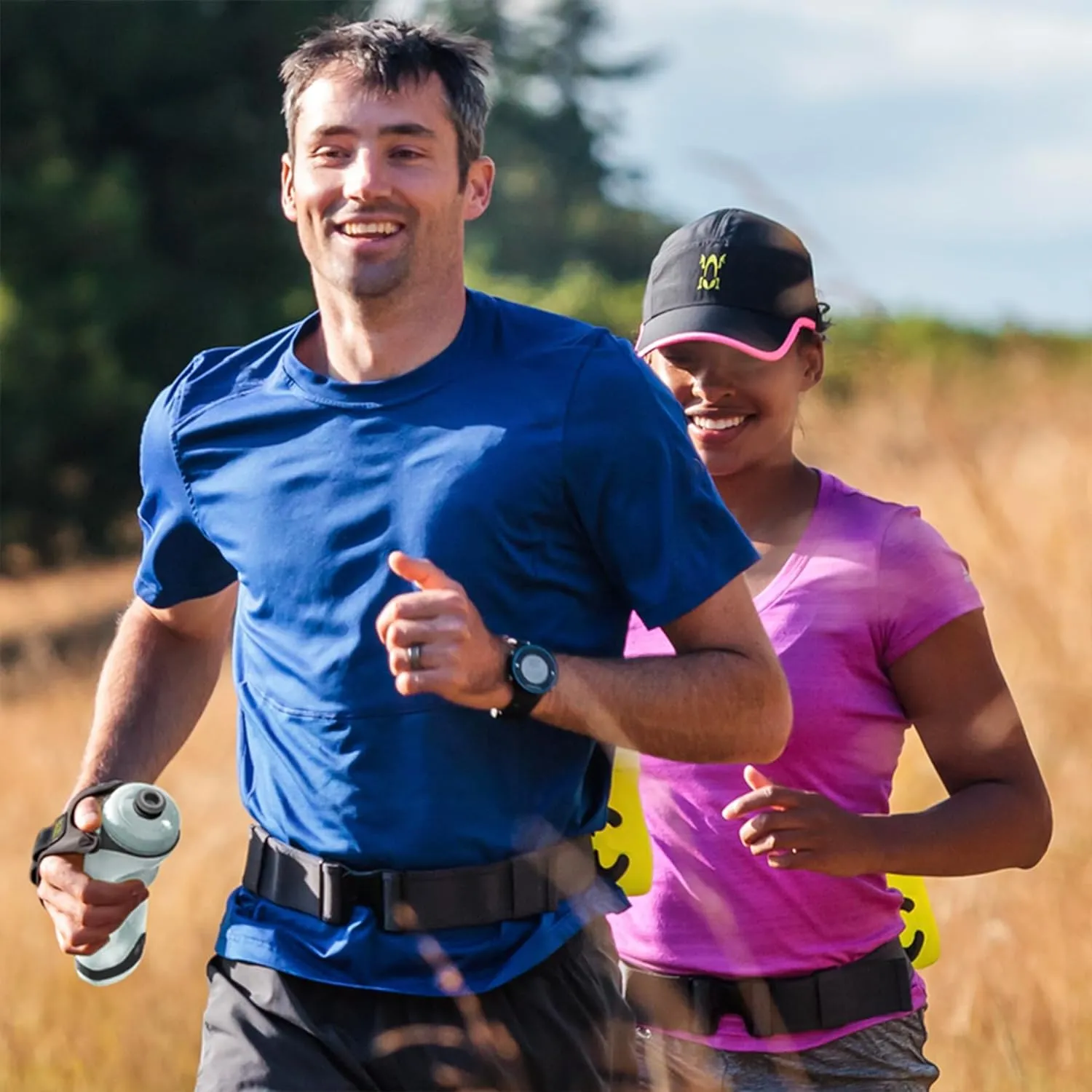 Amphipod Hydraform Ergo Minimalist Handheld Water Bottle, BPA-Free Hydration for Ultra-Running, Marathons & Walking - Blue (20 oz.)