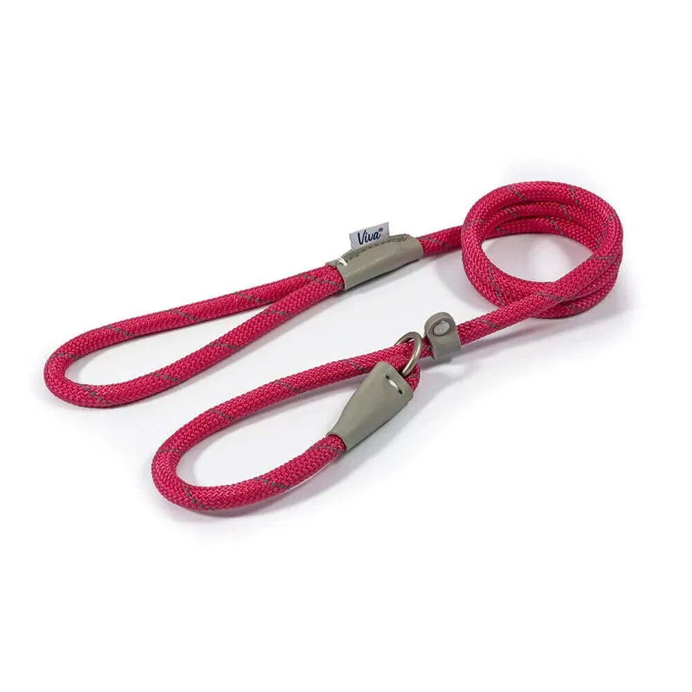 Ancol Viva 1.2m Pink Reflective Rope Slip Dog Lead