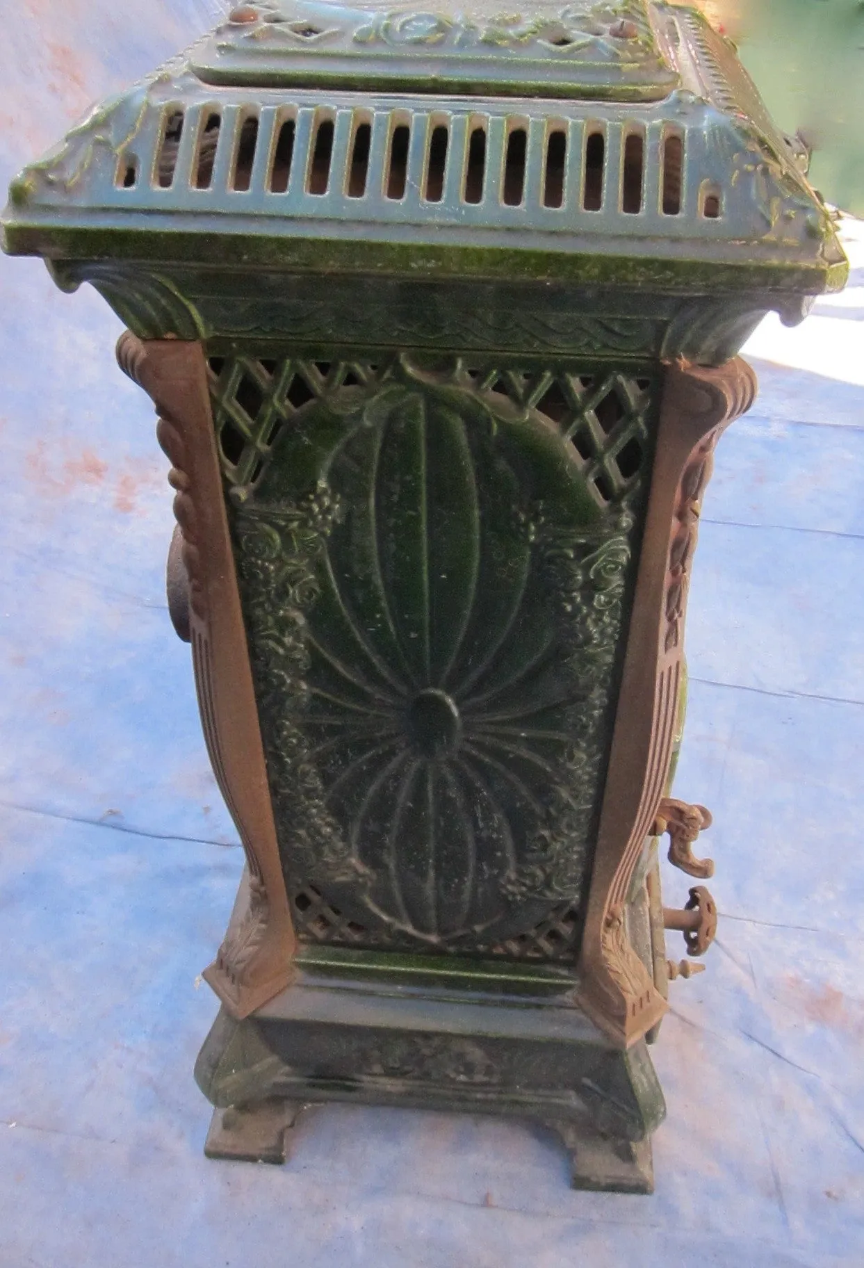 Antique French Enamel Wood Burning Stove by Deville Cie