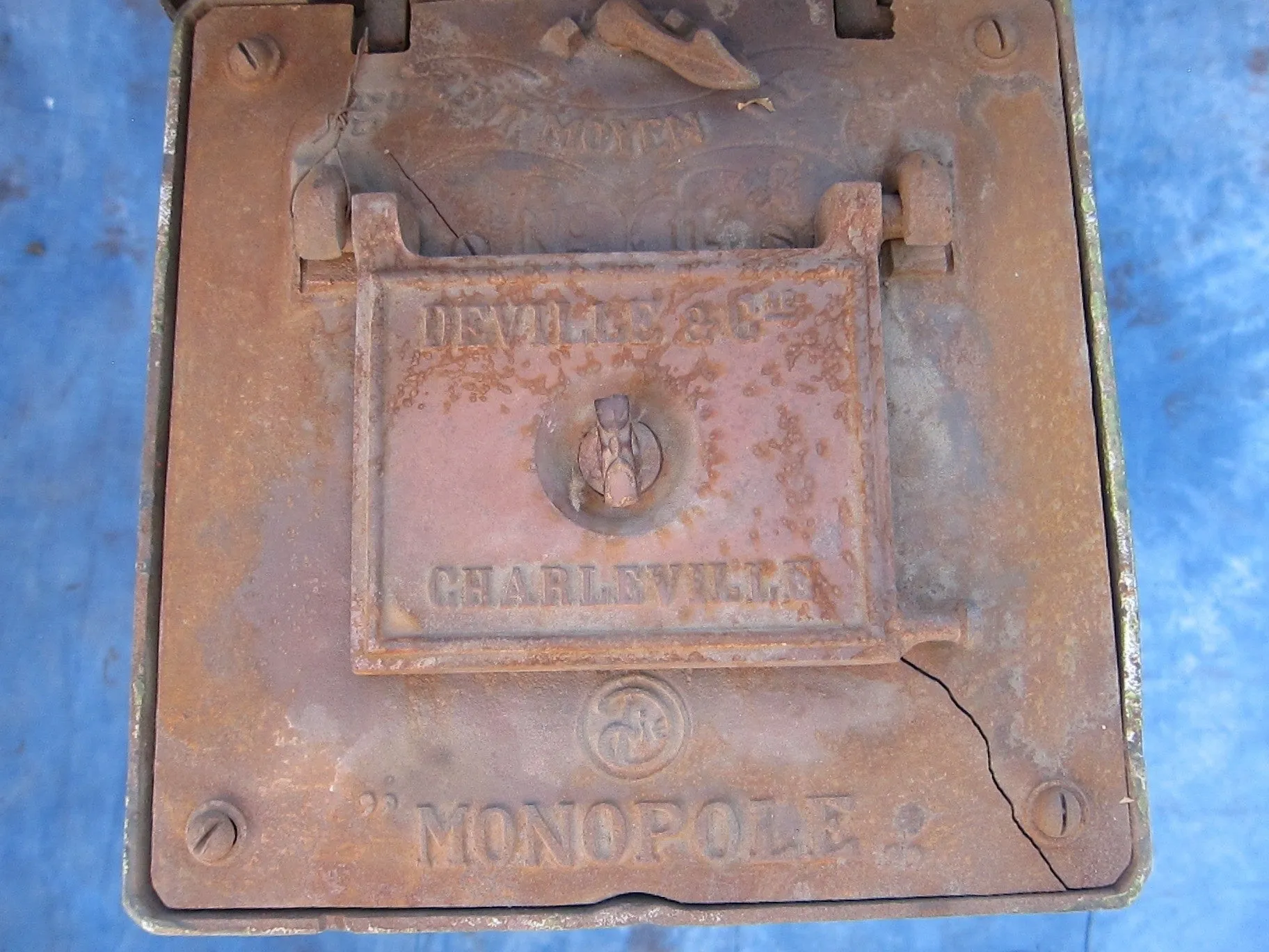 Antique French Enamel Wood Burning Stove by Deville Cie