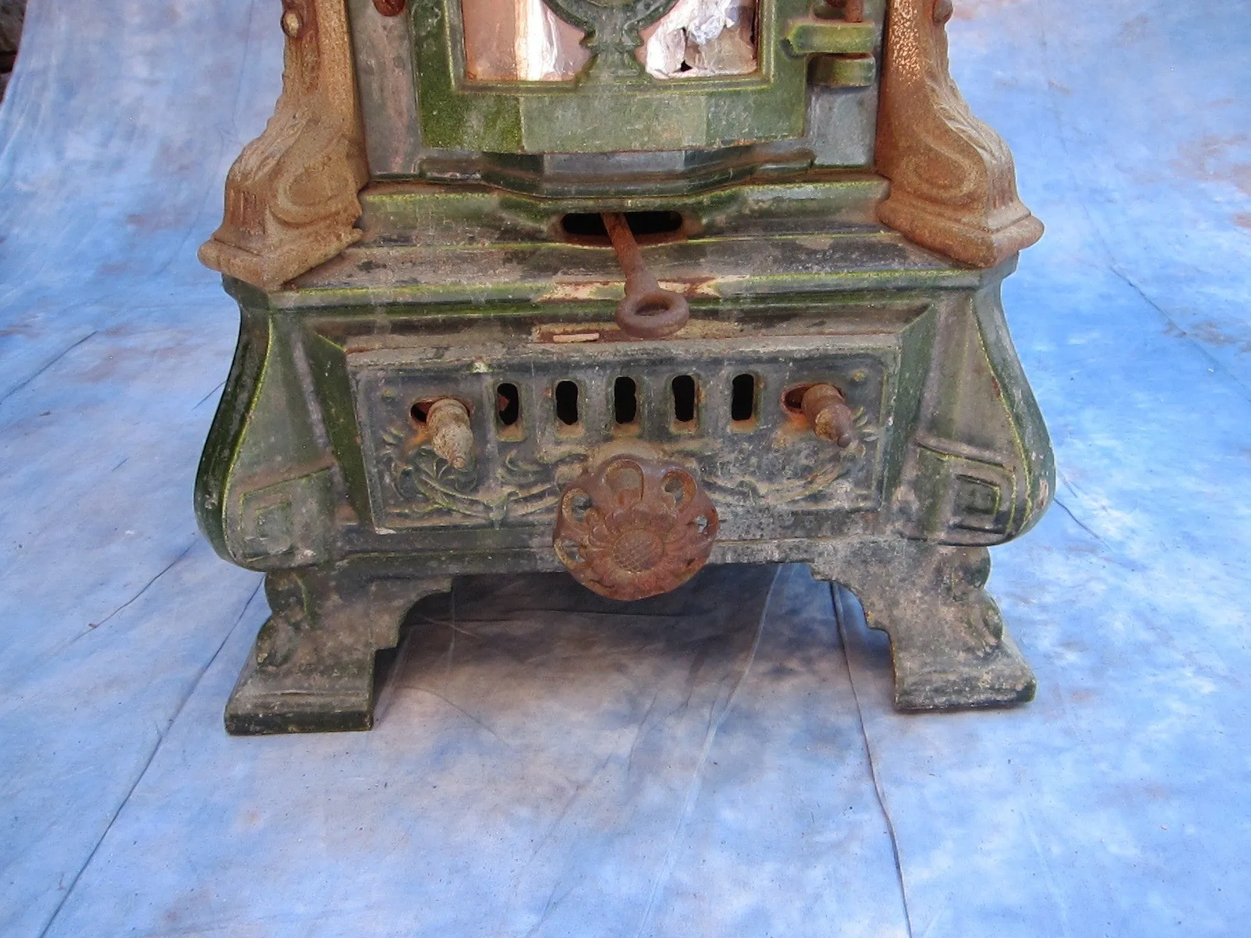 Antique French Enamel Wood Burning Stove by Deville Cie