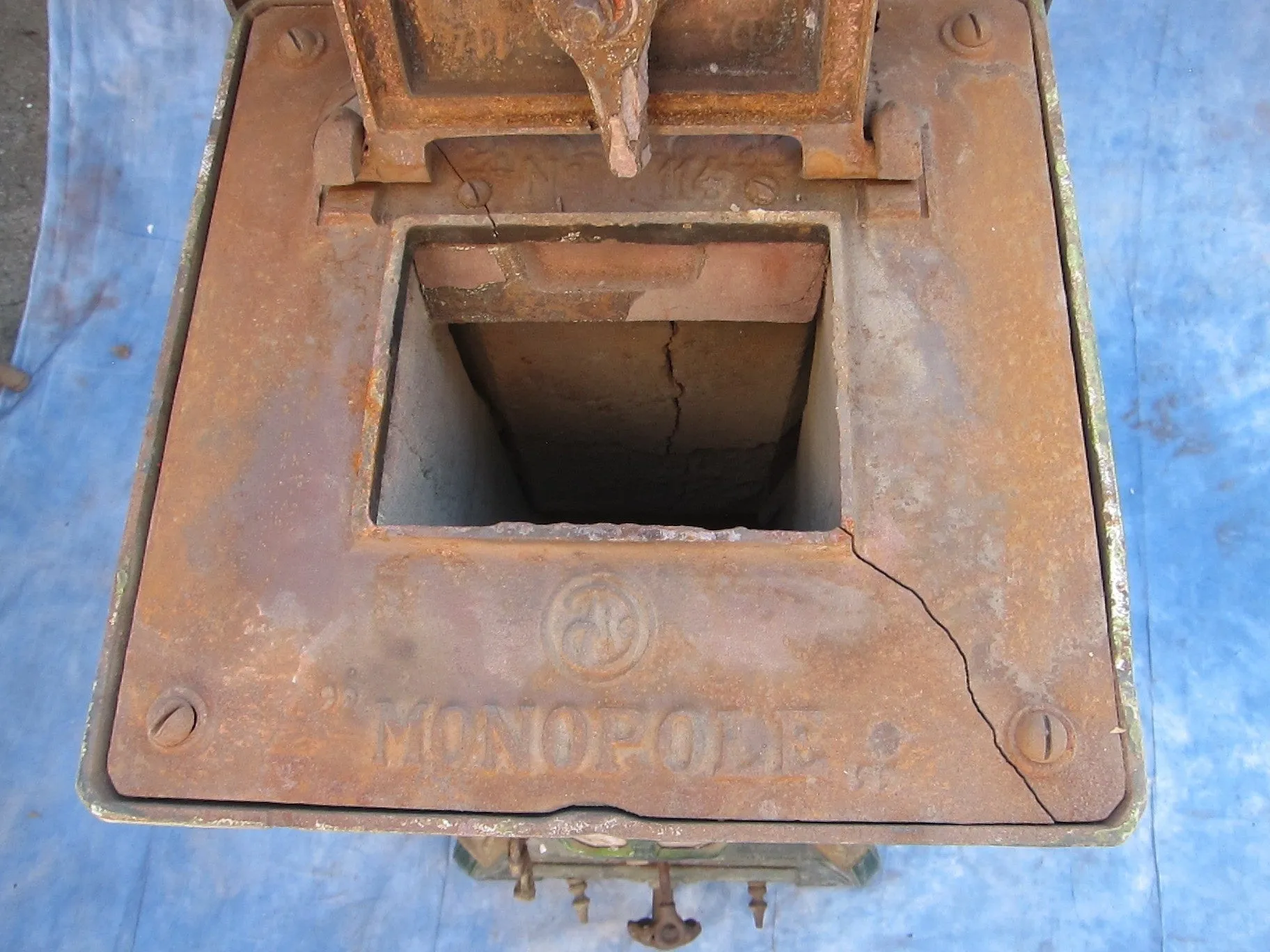 Antique French Enamel Wood Burning Stove by Deville Cie