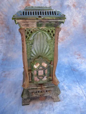 Antique French Enamel Wood Burning Stove by Deville Cie