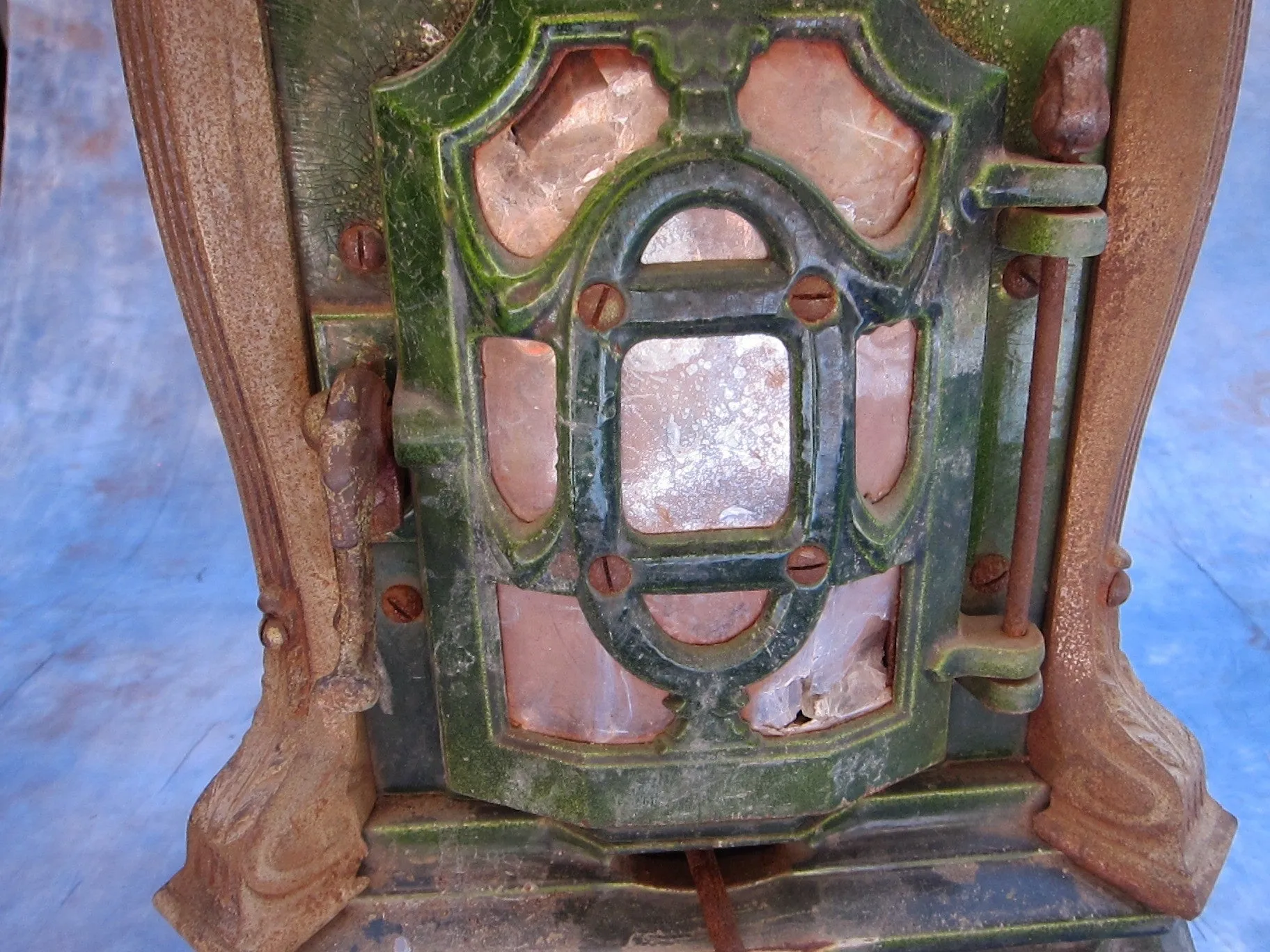 Antique French Enamel Wood Burning Stove by Deville Cie
