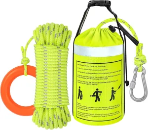 AOLEBA Water Rescue Throw Bag, Throwable Device with 8MM Reflective Throw Line,Tensile Strength Up to 1900Lbs Boating Equipment, Emergency Water Bag Safety Equipment for Kayaking Rafting
