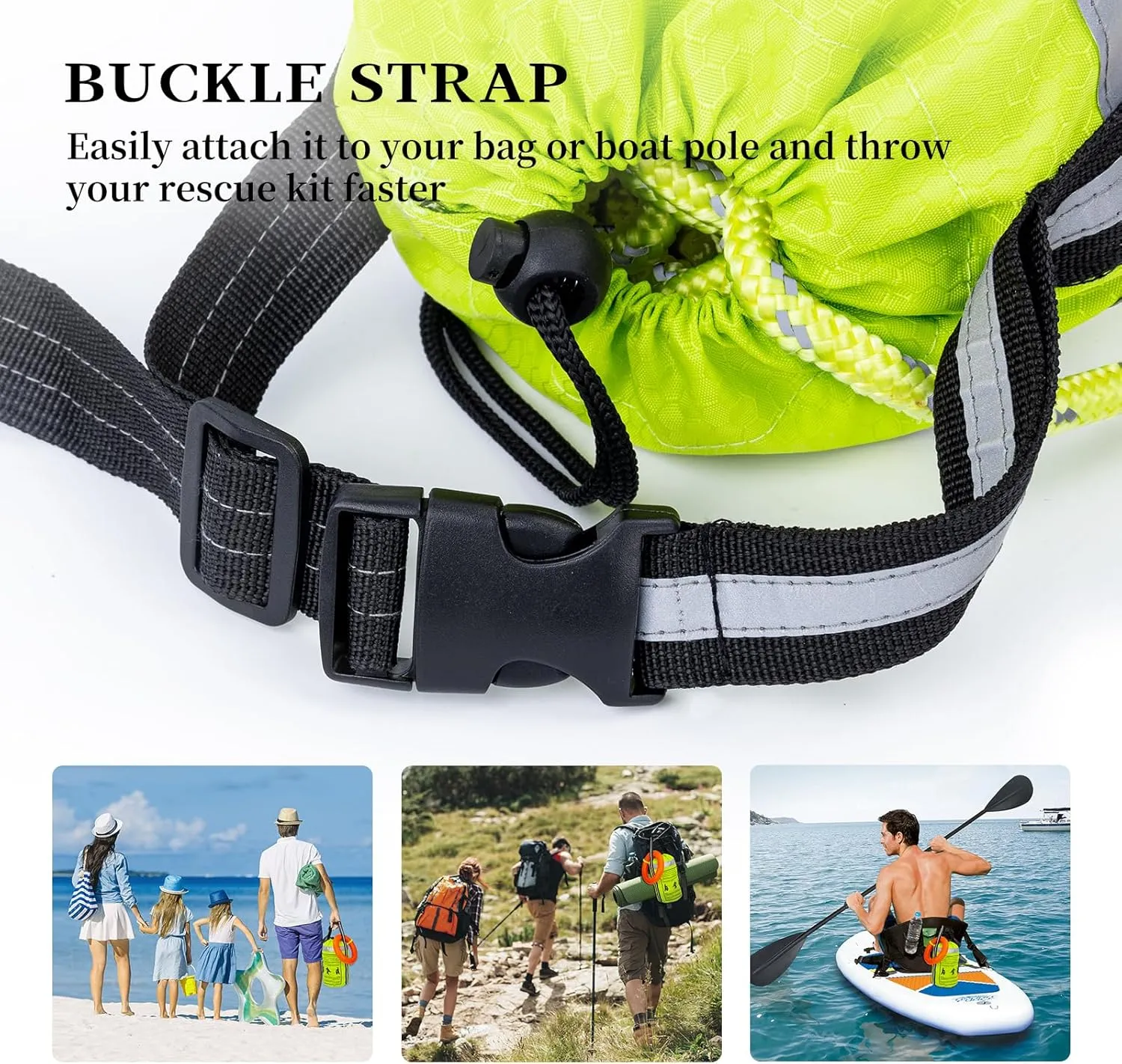 AOLEBA Water Rescue Throw Bag, Throwable Device with 8MM Reflective Throw Line,Tensile Strength Up to 1900Lbs Boating Equipment, Emergency Water Bag Safety Equipment for Kayaking Rafting