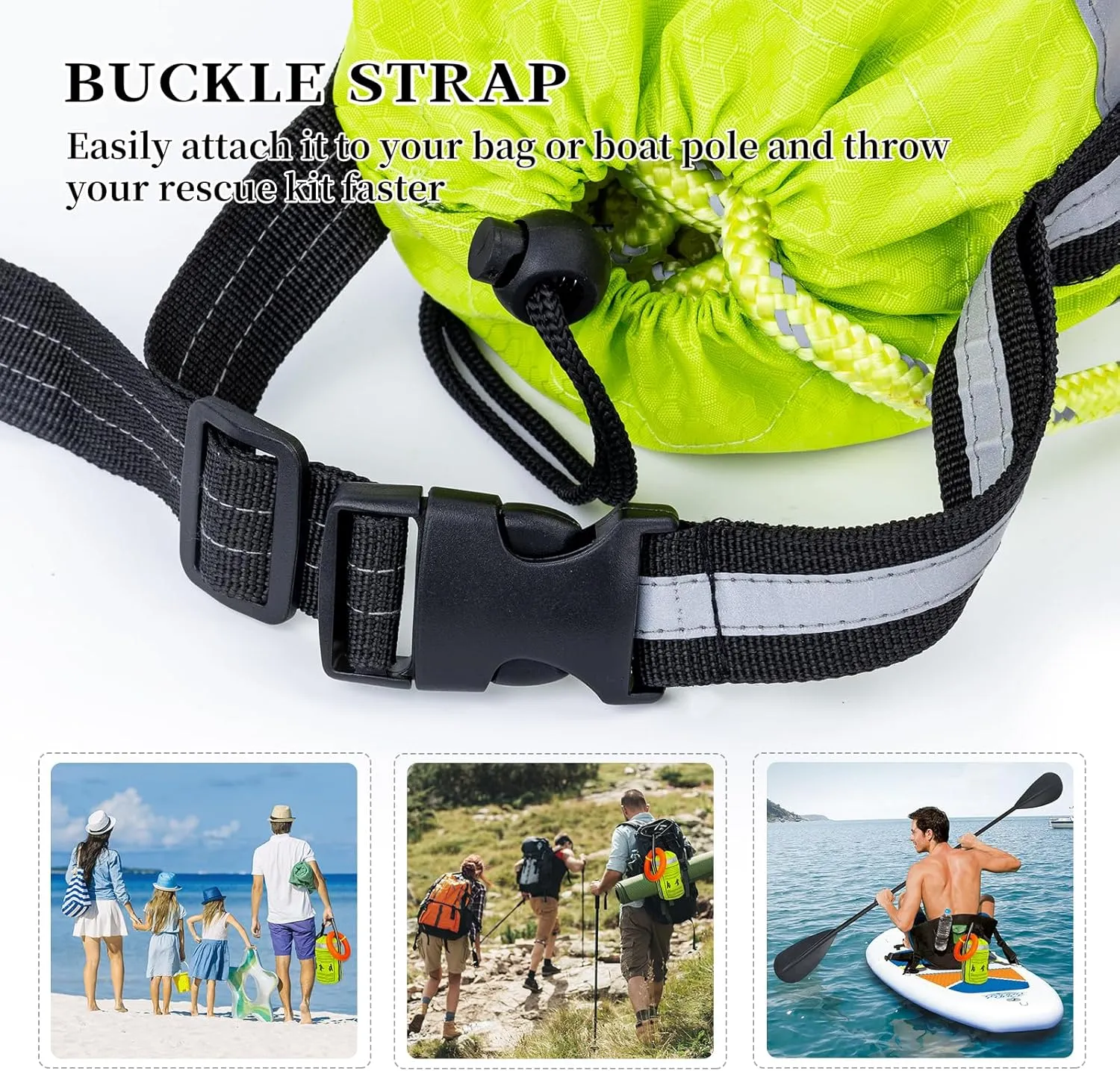 AOLEBA Water Rescue Throw Bag, Throwable Device with 8MM Reflective Throw Line,Tensile Strength Up to 1900Lbs Boating Equipment, Emergency Water Bag Safety Equipment for Kayaking Rafting