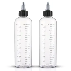 Applicator Bottle for Hair 8.5Oz 2 Pack Hair Squeeze Bottles with Graduated Scale Hair Dye Applicator Bottle Twist-On Top Tip Cap Empty Plastic Hair Color Oil Bottle