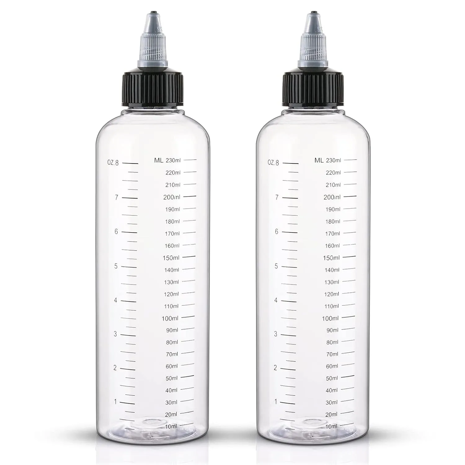 Applicator Bottle for Hair 8.5Oz 2 Pack Hair Squeeze Bottles with Graduated Scale Hair Dye Applicator Bottle Twist-On Top Tip Cap Empty Plastic Hair Color Oil Bottle