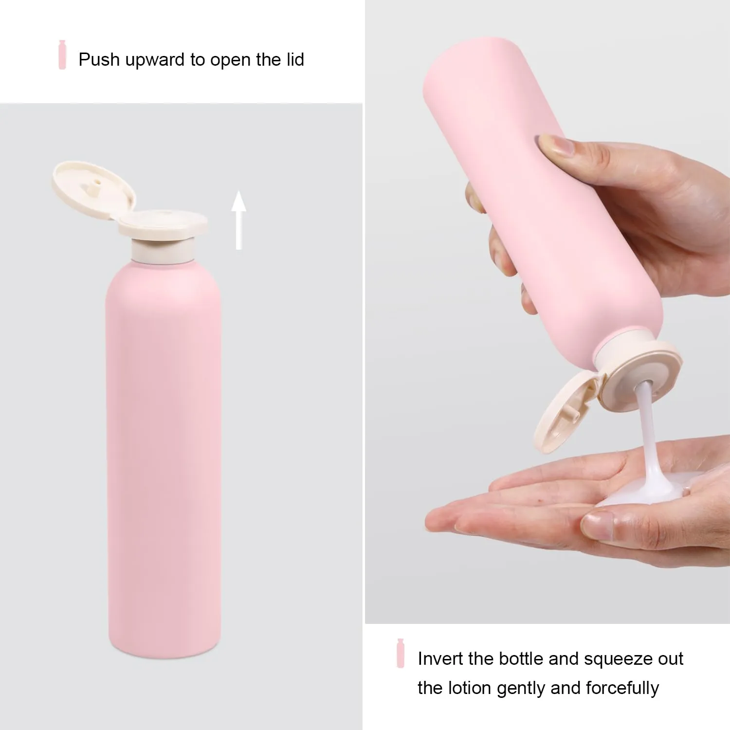 ASEVAT 8.8 oz Plastic Travel Refillable Shampoo Bottles, Empty Plastic Squeeze Bottles with Flip Cap, Plastic Travel Containers for Shampoo and Conditioner for Body Lotion(4 Pcs