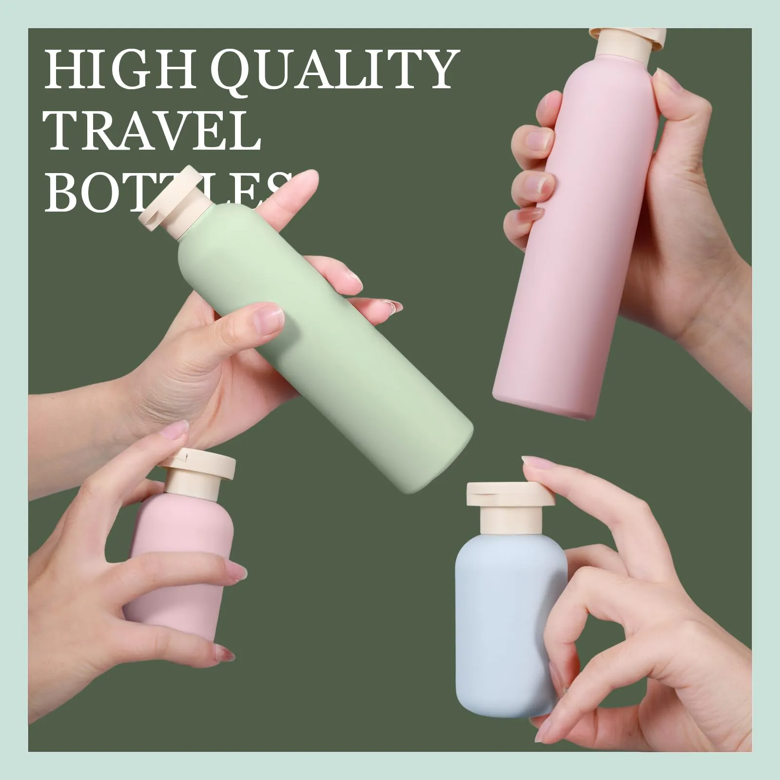 ASEVAT 8.8 oz Plastic Travel Refillable Shampoo Bottles, Empty Plastic Squeeze Bottles with Flip Cap, Plastic Travel Containers for Shampoo and Conditioner for Body Lotion(4 Pcs