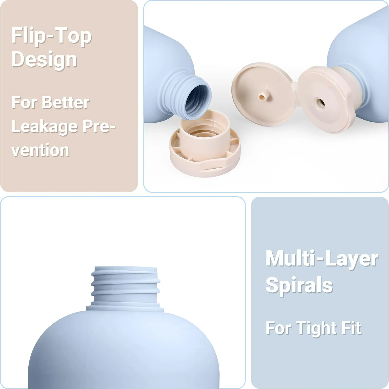 ASEVAT 8.8 oz Plastic Travel Refillable Shampoo Bottles, Empty Plastic Squeeze Bottles with Flip Cap, Plastic Travel Containers for Shampoo and Conditioner for Body Lotion(4 Pcs