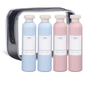 ASEVAT 8.8 oz Plastic Travel Refillable Shampoo Bottles, Empty Plastic Squeeze Bottles with Flip Cap, Plastic Travel Containers for Shampoo and Conditioner for Body Lotion(4 Pcs