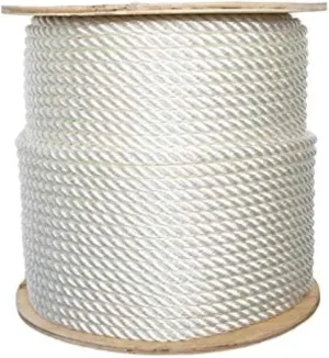 ATERET 1/4" Nylon Rope - 3-Strand Twisted Nylon & Polyester Blended Synthetic Rope - Multipurpose, Lightweight, Weather-Resistant Cord for Outdoor/Indoor Use and DIY Projects (1/4" x 600 Feet)