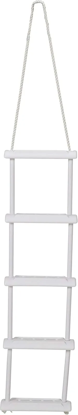 Attwood 11865-4 Rope Ladder, 5-Step, 11 ¾-Inch-Wide Blow-Molded Steps, Textured Step Surfaces, Nylon Rope