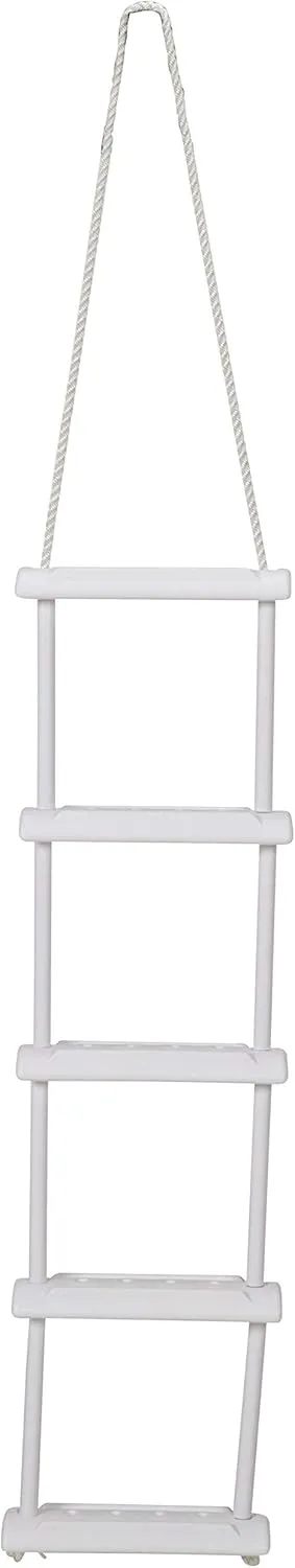 Attwood 11865-4 Rope Ladder, 5-Step, 11 ¾-Inch-Wide Blow-Molded Steps, Textured Step Surfaces, Nylon Rope