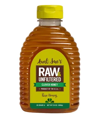 Aunt Sue Raw & Unfiltered USA Clover Honey From Local USA Beekeepers, 24 oz