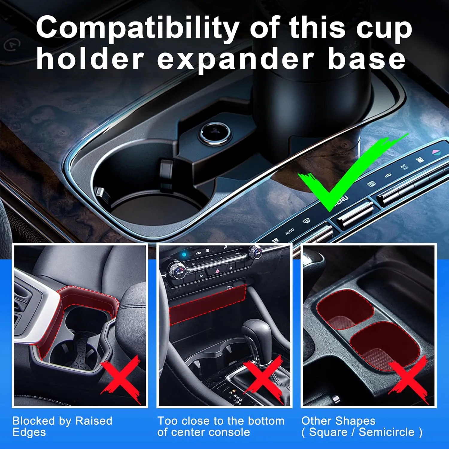 Automatic Car Cup Holder Expander, Large Water Bottles Holder for Yeti, Hydro Flask, Nalgene, Stanley, Owala 24/32/45/50 oz Travel Tumbler & Mug, Adjustable Car Cup Insert Car Accessories