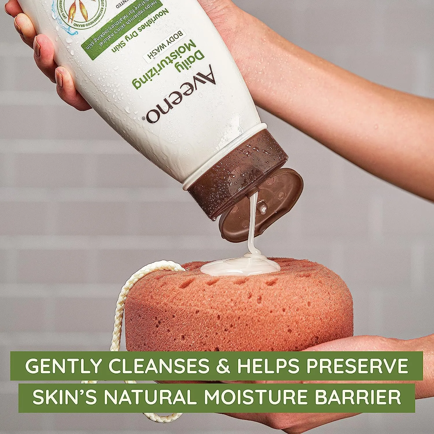 Aveeno Daily Moisturizing Body Wash for Dry & Sensitive Skin   Prebiotic Oat, Gently Cleanses, Nourishes & Feels Hydrating on Dry Skin, Gentle & Lightly Scented, 18 fl oz, Pack of 2