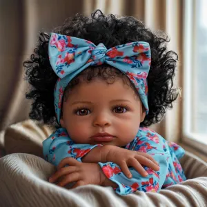 BABESIDE Lifelike Reborn Black Girl- 18-Inch Realistic Newborn Real Life Baby Dolls with Clothes and Toy Gift for Kids Age 3 