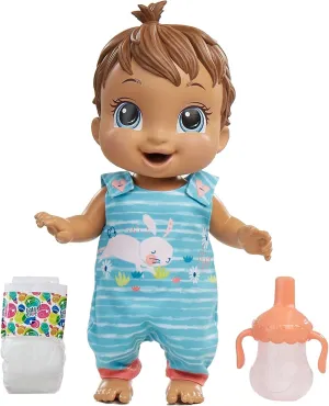 Baby Alive Baby Gotta Bounce Doll, Bunny Outfit, Bounces with 25  SFX and Giggles, Drinks and Wets, Brown Hair Toy for Kids Ages 3 and Up