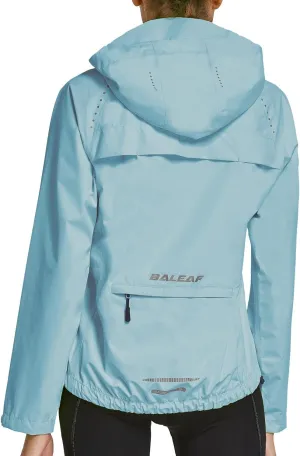 baleaf Women's Rain Jackets Waterproof Windbreaker Packable Running Lightweight Cycling Jacket Reflective Hooded