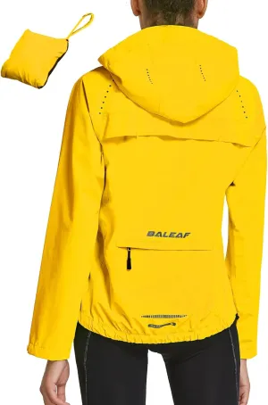 baleaf Women's Running Rain Jackets Waterproof Windbreaker Light Outdoor Cycling Winter Sports Jacket Reflective Packable Hooded Purple L