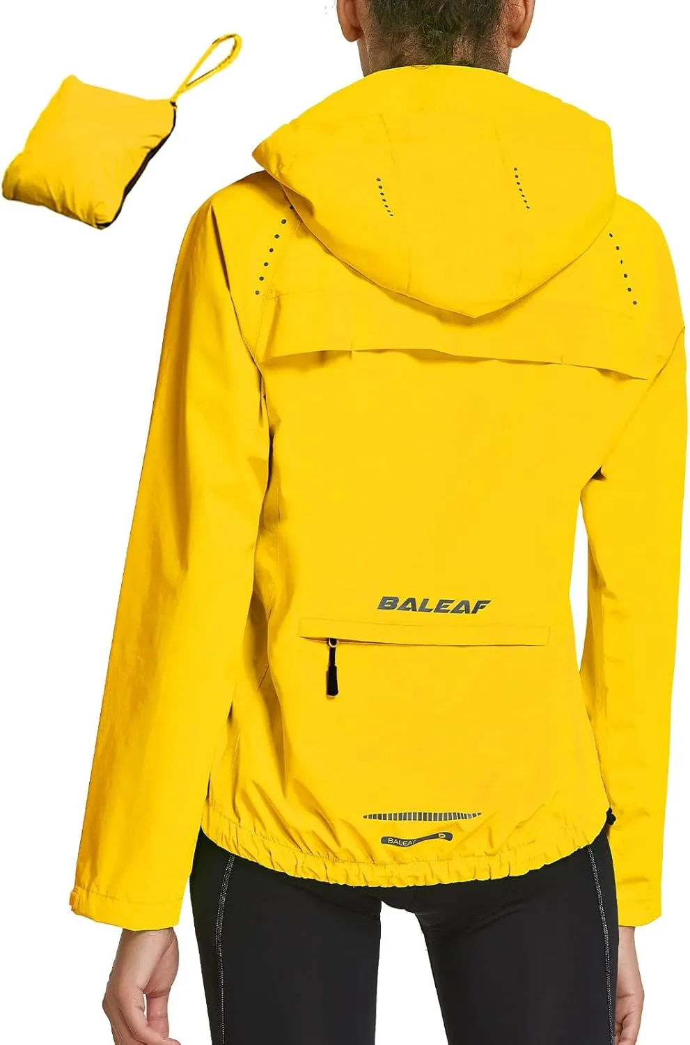 baleaf Women's Running Rain Jackets Waterproof Windbreaker Light Outdoor Cycling Winter Sports Jacket Reflective Packable Hooded Purple L