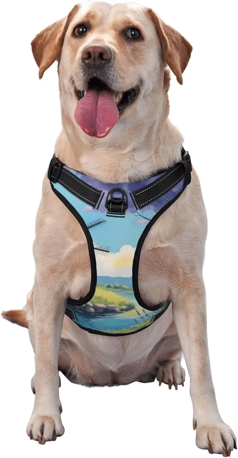 Beautiful River Windmill X-Large Printed pet Traction Vest for Pets to wear When Walking The Dog or Climbing Mountains