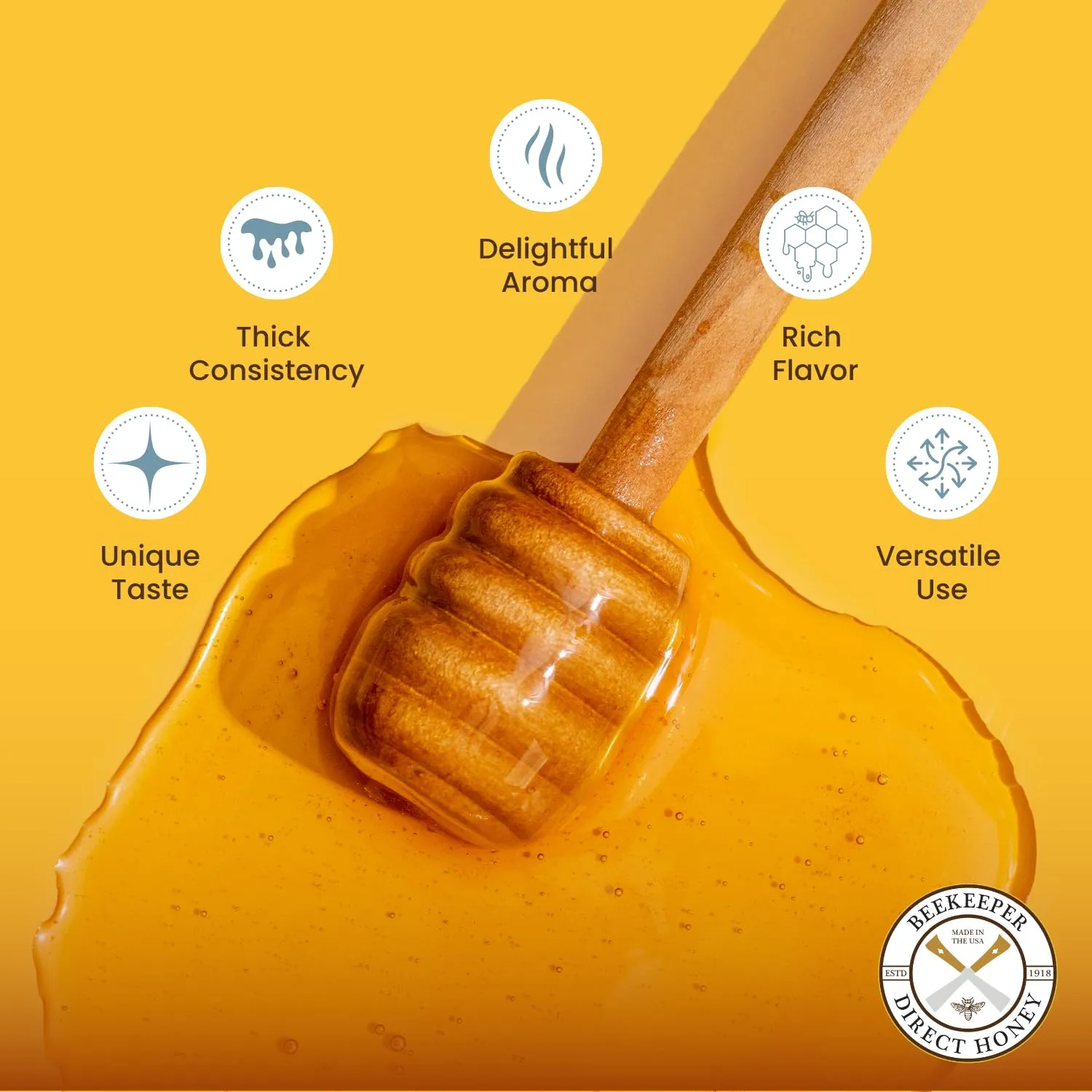 Beekeeper Direct Raw Unfiltered Honey - Real Raw Citrus Honey - All Natural Non-GMO Pure Gourmet Honey - Local California Orange, Grapefruit, and Lemon Honey (1lbs Squeeze Bottle)