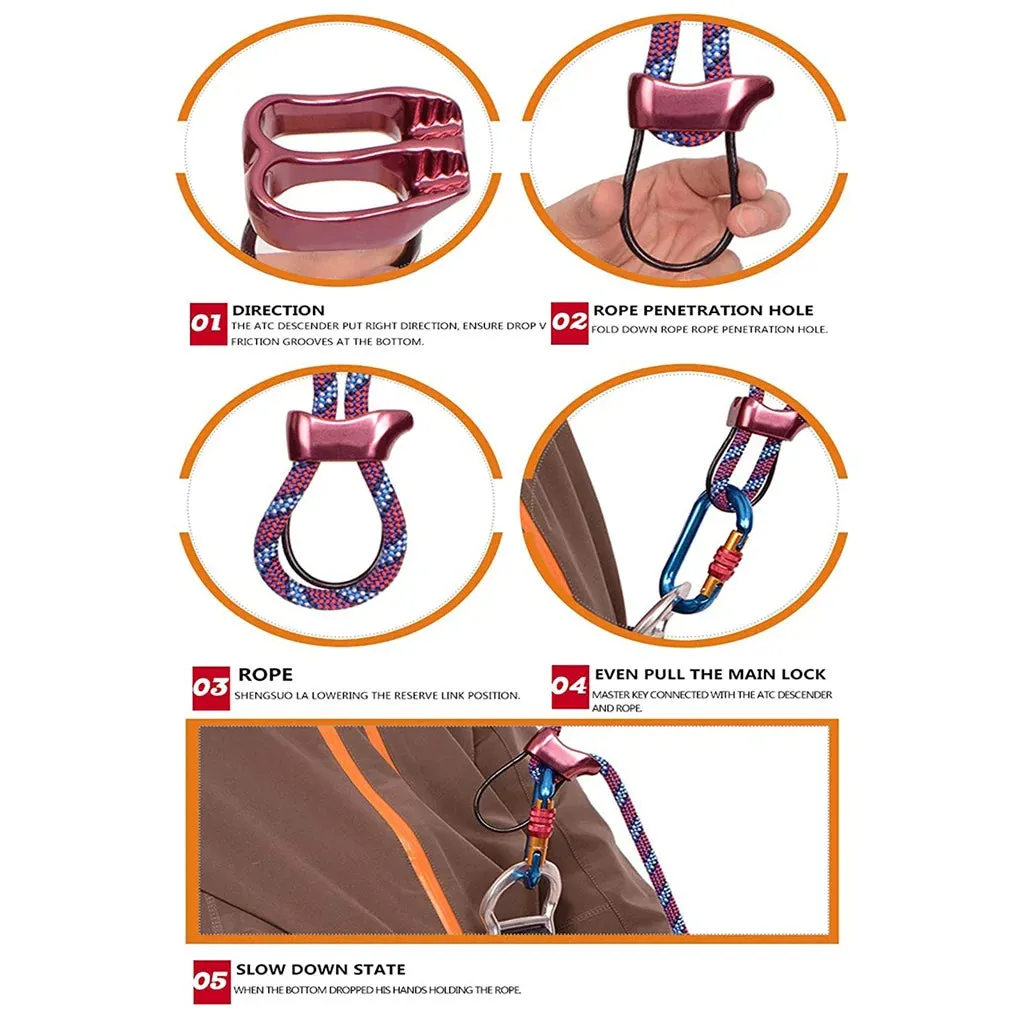 Belay and Rappel Device - Versatile Descender Gear for Caving, Aerial Work, and Hauling