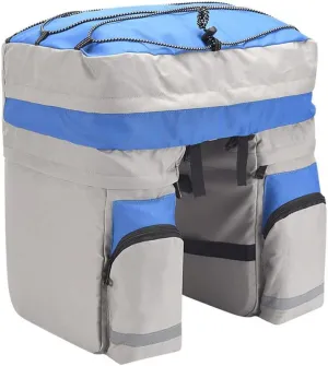 Bike Pannier Waterproof 60L Large Capacity Bike Bag Rear Rack Bicycle Pannier Bag Waterproof for Grocery Touring Cycling, with Rainproof Cover (Blue-Grey)