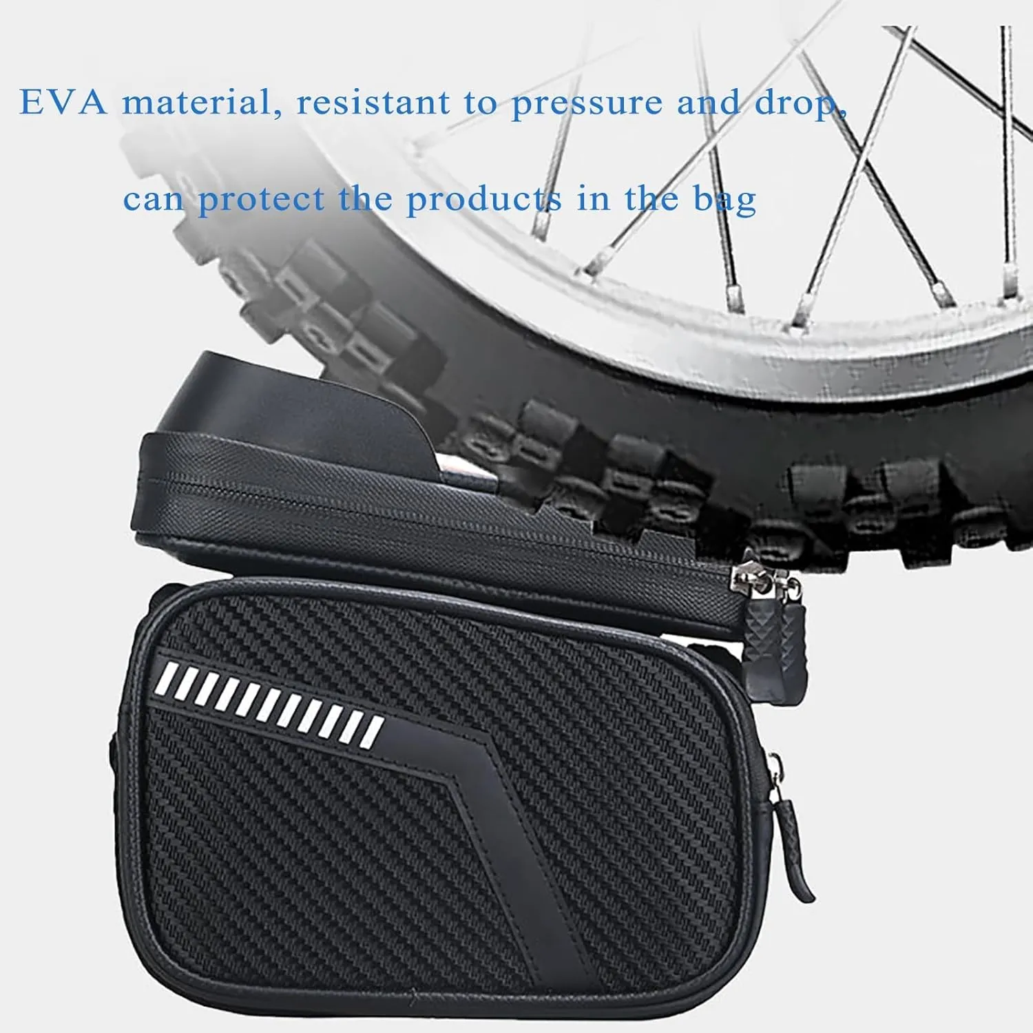 Bike Phone Front Frame Bag for Cannondale Trail 5, Bike Bag Phone Mount Bag with TPU Sensitive Touchscreen, Top Tube Bike Bag Cycling Tools Storage Bag,A Black