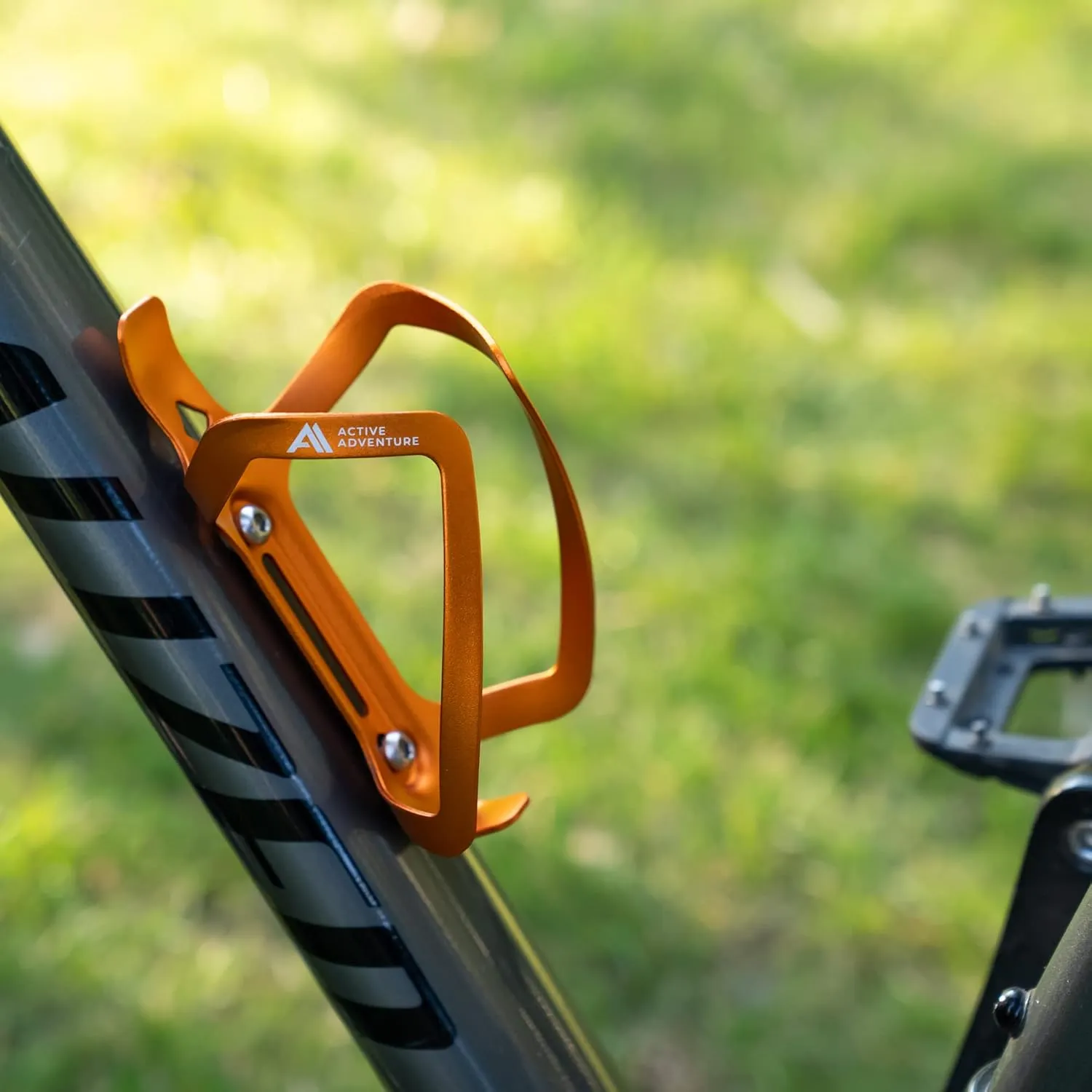 Bike Water Bottle Holder Combo - 20 Oz Squeeze Bottle & Bicycle Mount Cage Rack, No Screws Needed, Durable Alloy - Fits All Handlebar Bikes & MTB Mountain Road - for Adults, Kids (Orange)