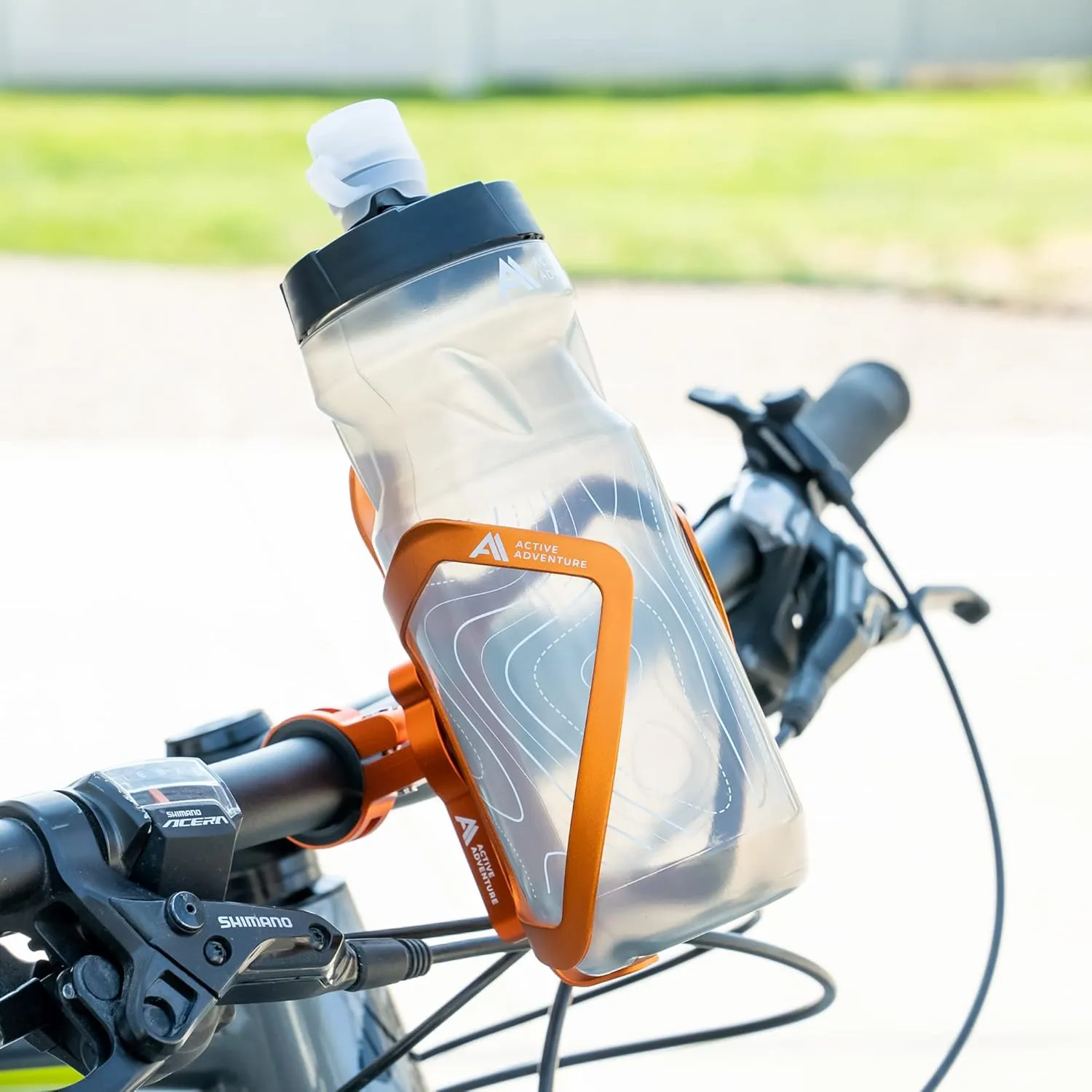 Bike Water Bottle Holder Combo - 20 Oz Squeeze Bottle & Bicycle Mount Cage Rack, No Screws Needed, Durable Alloy - Fits All Handlebar Bikes & MTB Mountain Road - for Adults, Kids (Orange)