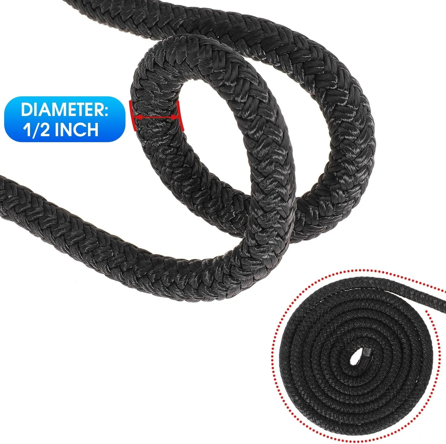 Boat Dock Lines Boat Lines Nylon Marine Rope for Boats Double-Braided Bumper Rope Boat Lines for Docking Boat Lines Dock Ties