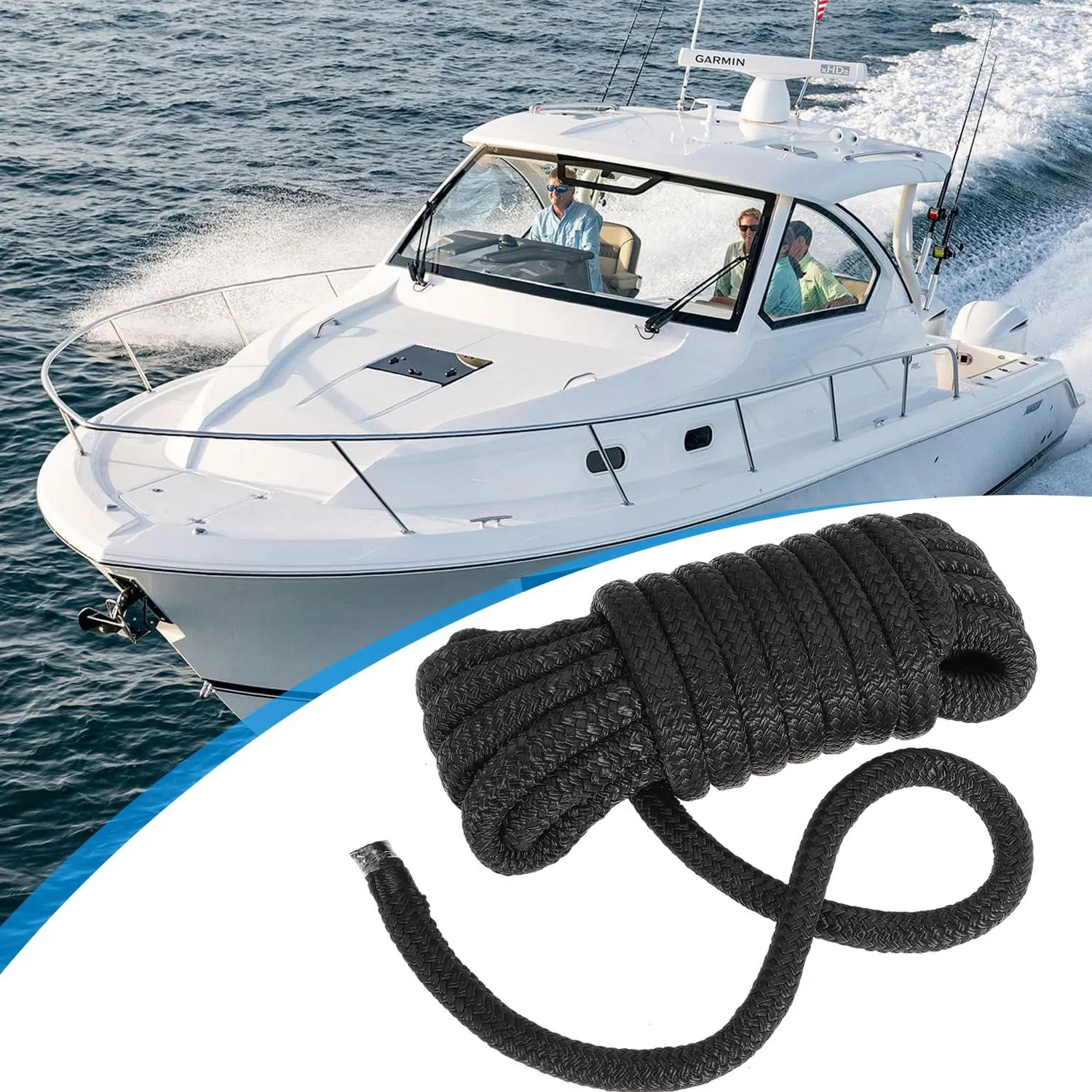 Boat Dock Lines Boat Lines Nylon Marine Rope for Boats Double-Braided Bumper Rope Boat Lines for Docking Boat Lines Dock Ties