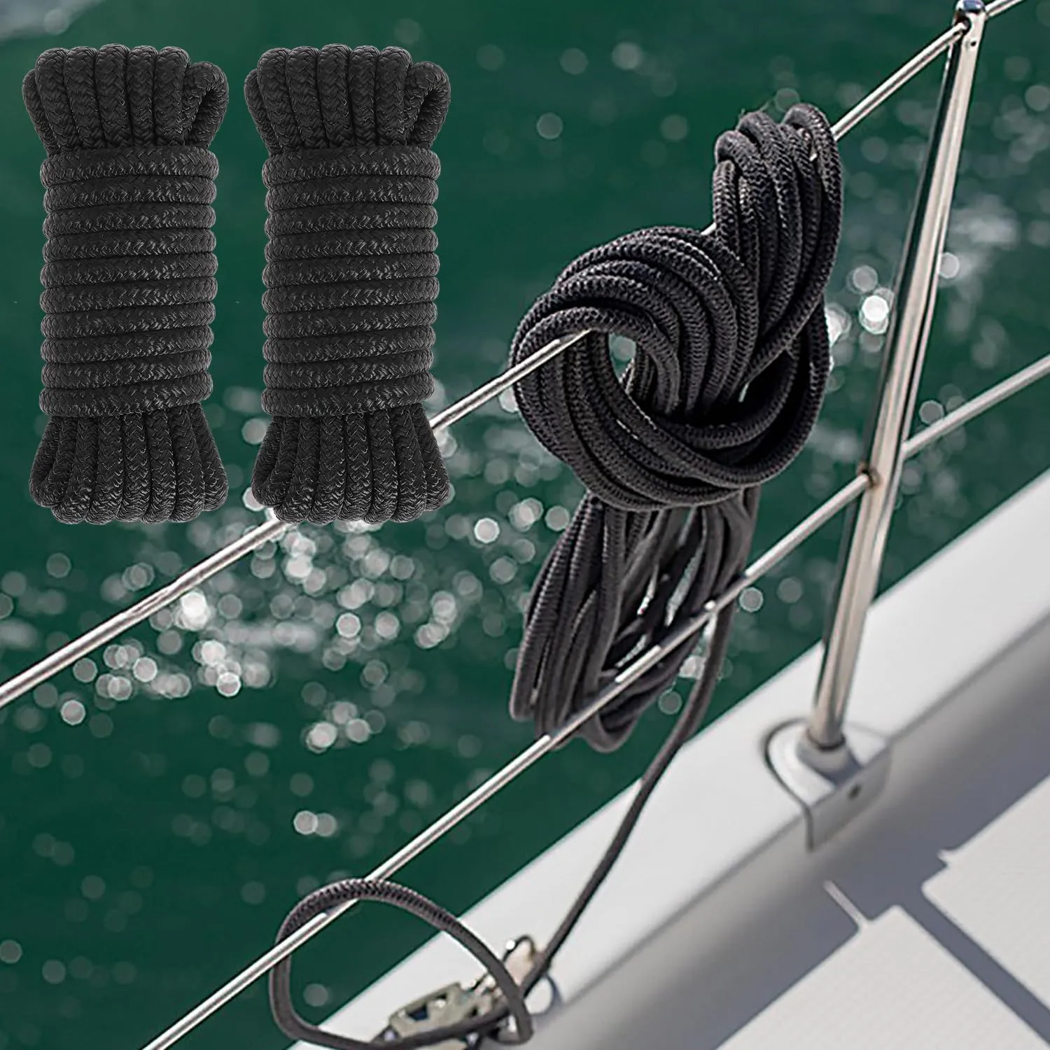 Boat Dock Lines Boat Lines Nylon Marine Rope for Boats Double-Braided Bumper Rope Boat Lines for Docking Boat Lines Dock Ties