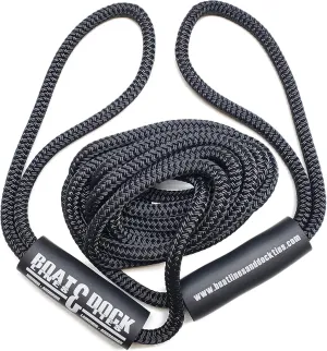 Boat Throw Rope- Double Braided Nylon Rope, Stitched Loops and Floats by Boat Lines and Dock Ties (Black 2 Loop, 10 feet)