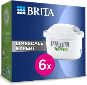 BRITA MAXTRA PRO Limescale Expert Water Filter Cartridge 6 Pack - Original BRITA Refill for Ultimate Appliance Protection, reducing impurities, Chlorine and Metals