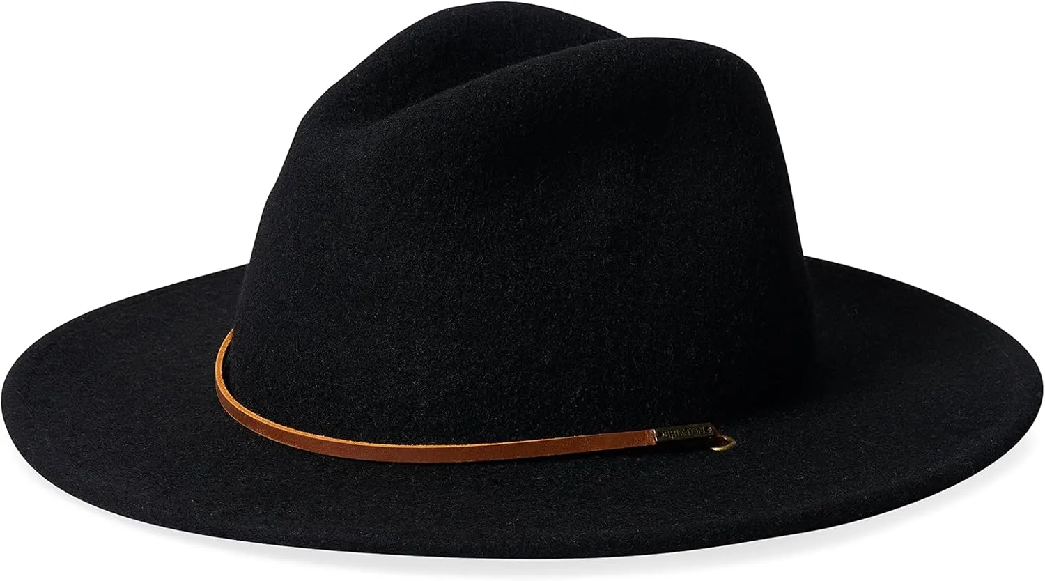 Brixton Men's Field Wide Brim Felt Fedora Hat, black, Medium