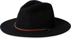 Brixton Men's Field Wide Brim Felt Fedora Hat, black, Medium