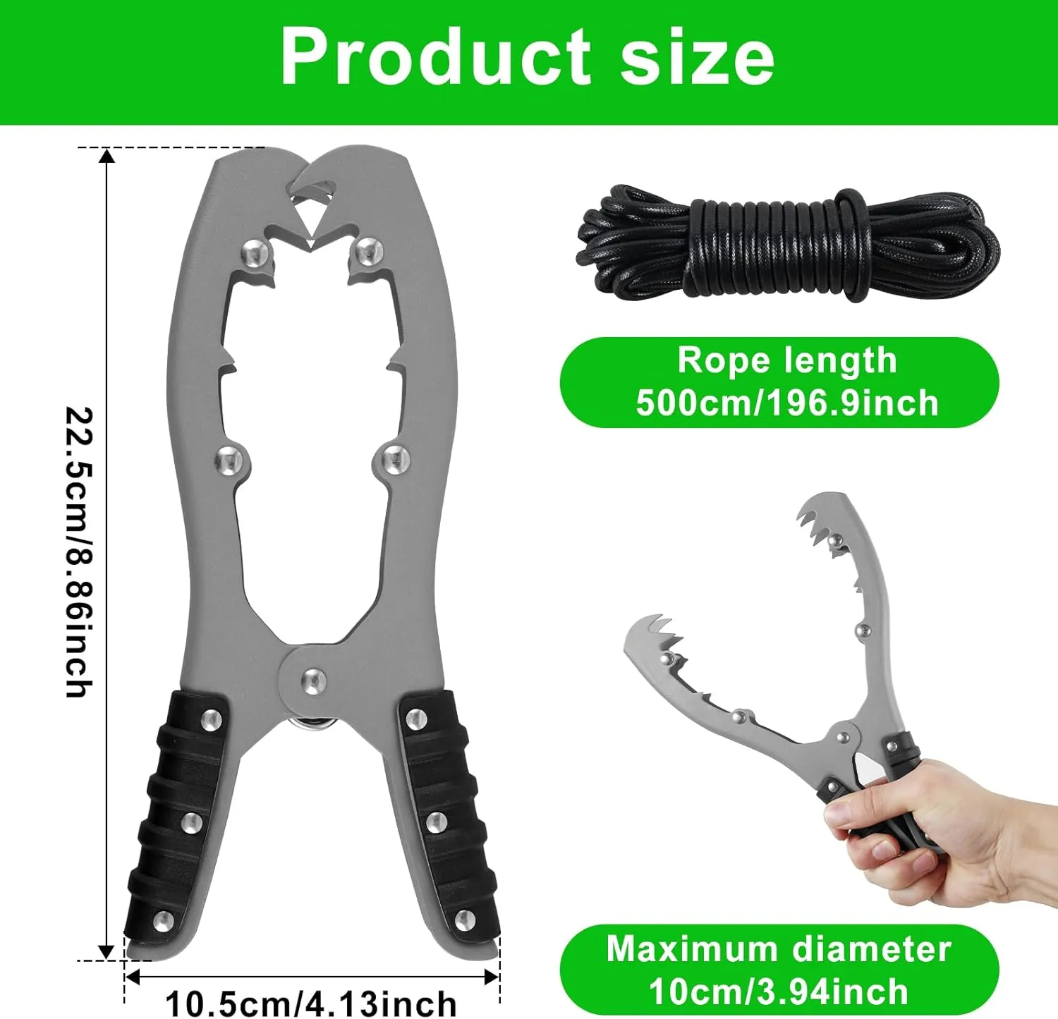 Brush Gripper Kayak Anchor Grip with 16ft Paracord Boat Gripper Brush Clamp Anchor with Teeth to Anchor Float, Canoe, Boat for Fishing Boating Camping Kayaking(grey)