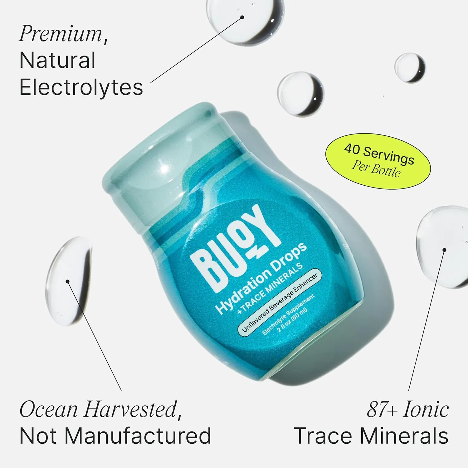 Buoy Electrolyte Drops | No Sugar, No Sweeteners | Trace Minerals, Vitamins & Antioxidants | Purposefully Unflavored | Perfect for Any Drink | Daily Hydration Supplement (Unflavored - 3 Pack)