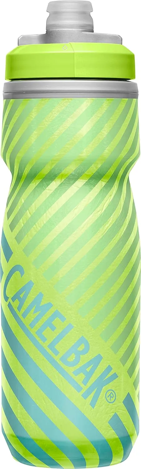 CamelBak Podium Chill Insulated Bike Water Bottle - Easy Squeeze Bottle - Fits Most Bike Cages - 21oz, Lime/Blue Stripe
