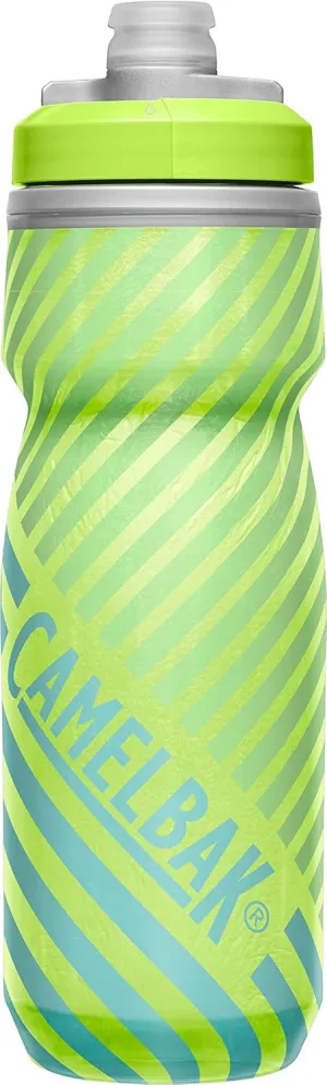 CamelBak Podium Chill Insulated Bike Water Bottle - Easy Squeeze Bottle - Fits Most Bike Cages - 21oz, Lime/Blue Stripe