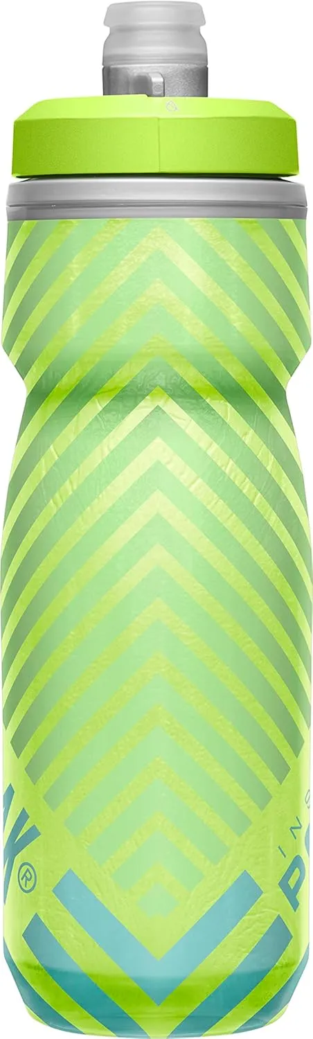 CamelBak Podium Chill Insulated Bike Water Bottle - Easy Squeeze Bottle - Fits Most Bike Cages - 21oz, Lime/Blue Stripe